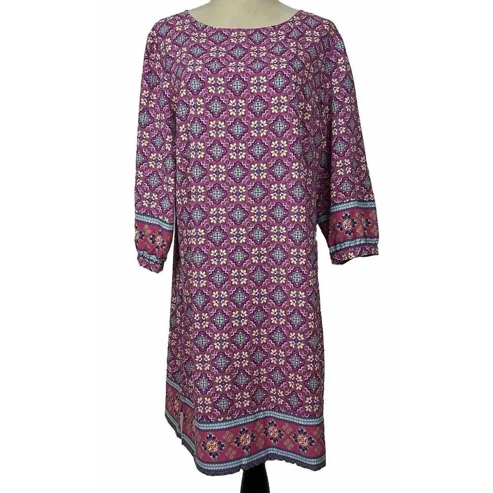 Coolibar Dress Womans Medium Pullover 3/4 Sleeve Oceanside Tunic SPU 50+ Pink - Picture 1 of 8